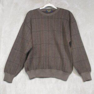 Brooks Brothers Sweater Mens M 100% Merino Wool Plaid Herringbone Made In Italy